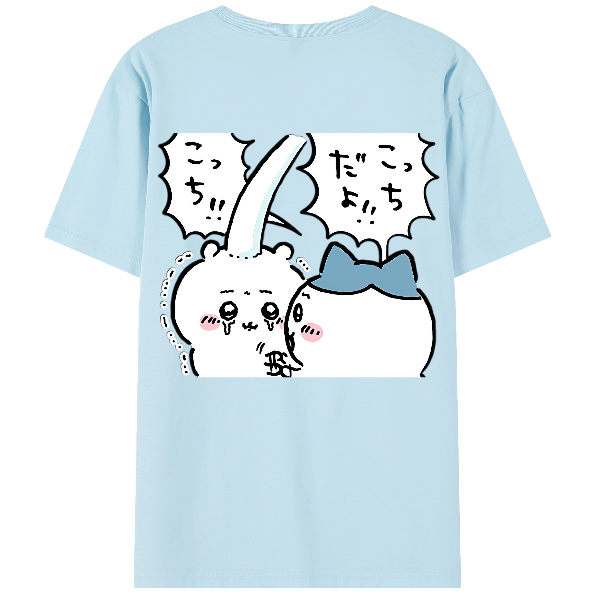 （画像用） ちいかわ ハチワレ Chii-kawa hachiware 綿100％半袖Tシャツ（背面プリント）
